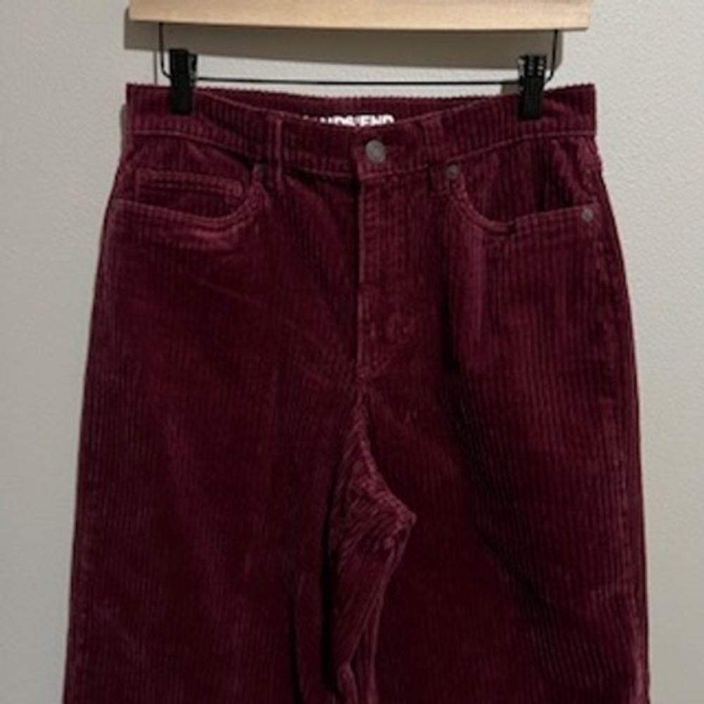 Lands End Burgundy Corduroy Wide Leg High Rise Pants Womens Size 8 Wine Red - Picture 2 of 16